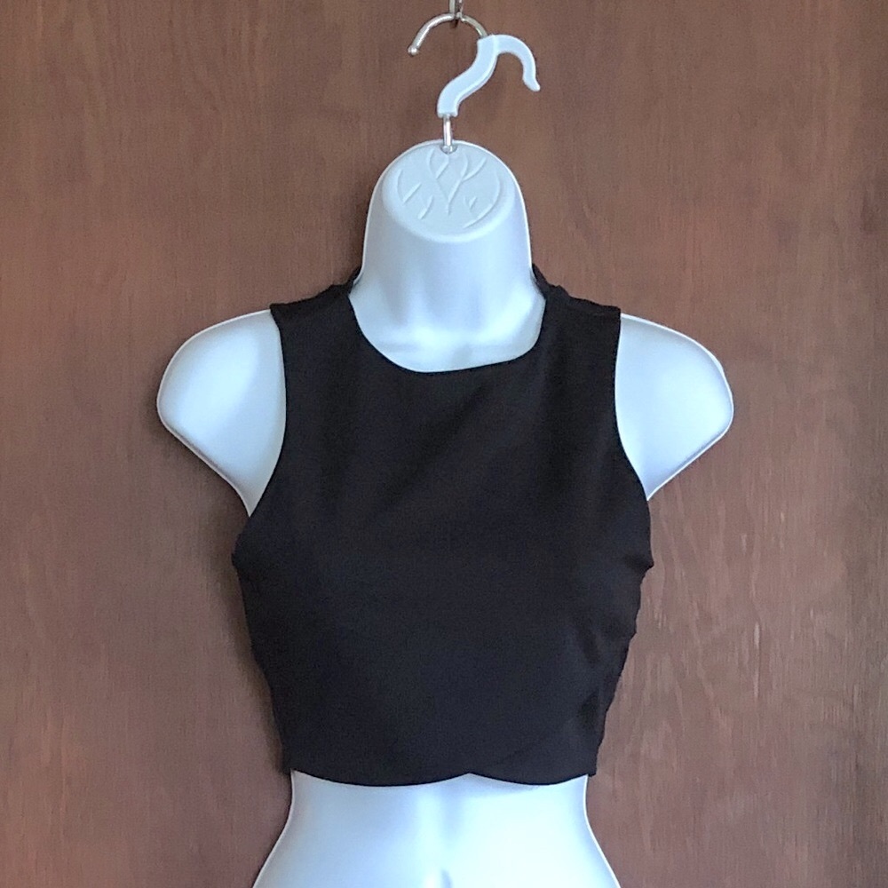 Express Black Cropped tank with back cutouts and Zipper XS new with tags